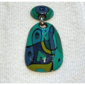 Vintage 1970's Eisenberg Pop-Art Artist Series Picasso Abstract Pendant Green/Bl